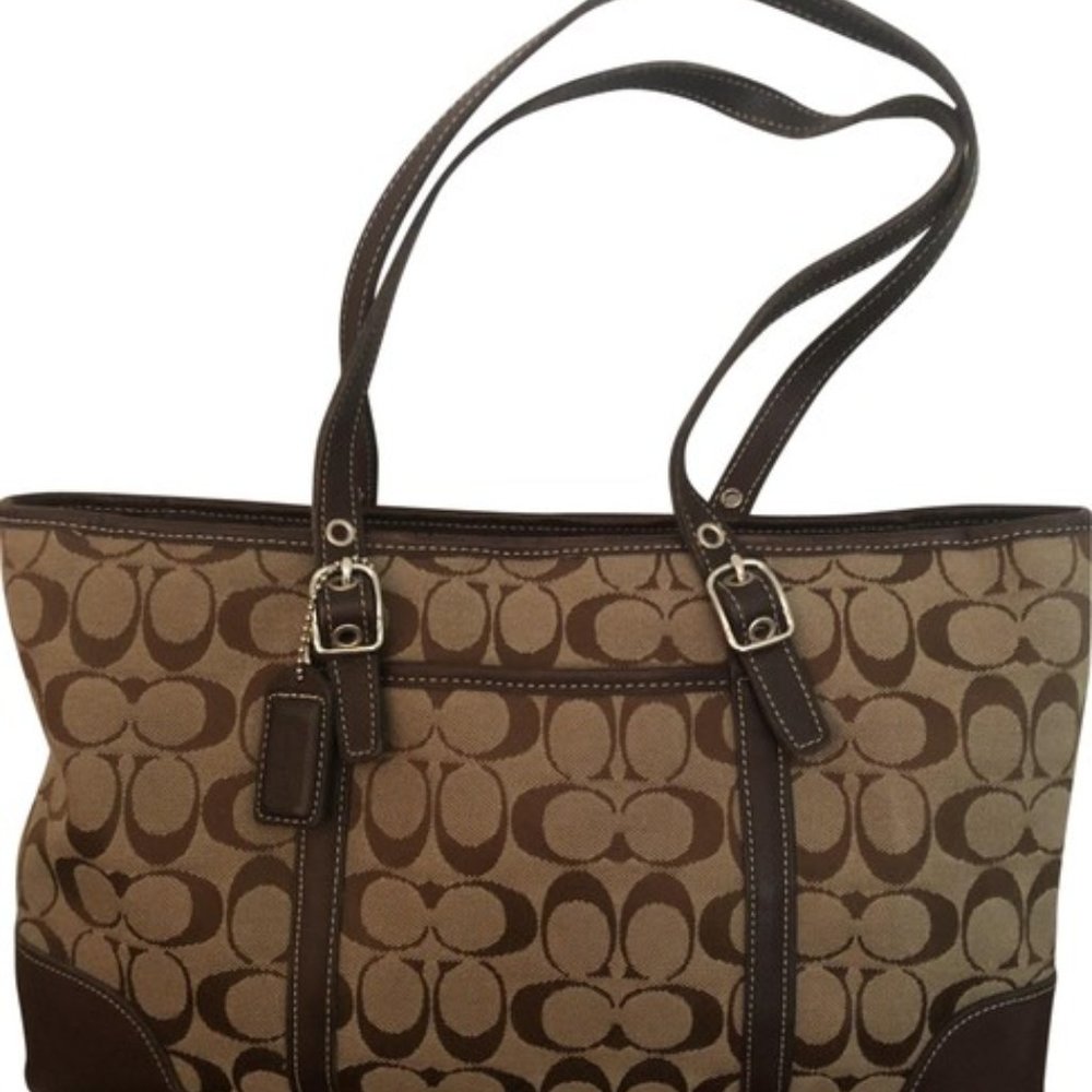 Signature Khaki/Brown Canvas Tote